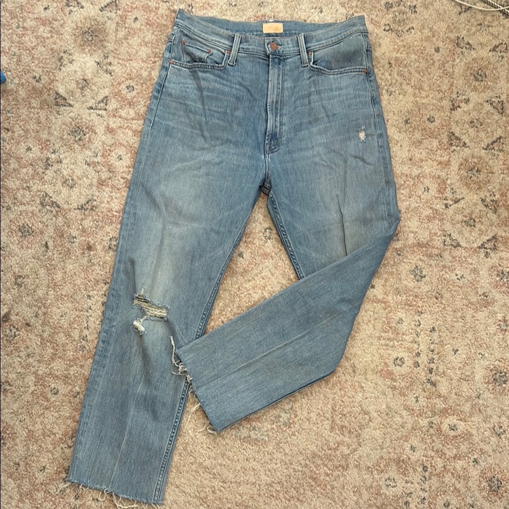 MOTHER High Rise Blue Jeans Premium Denim